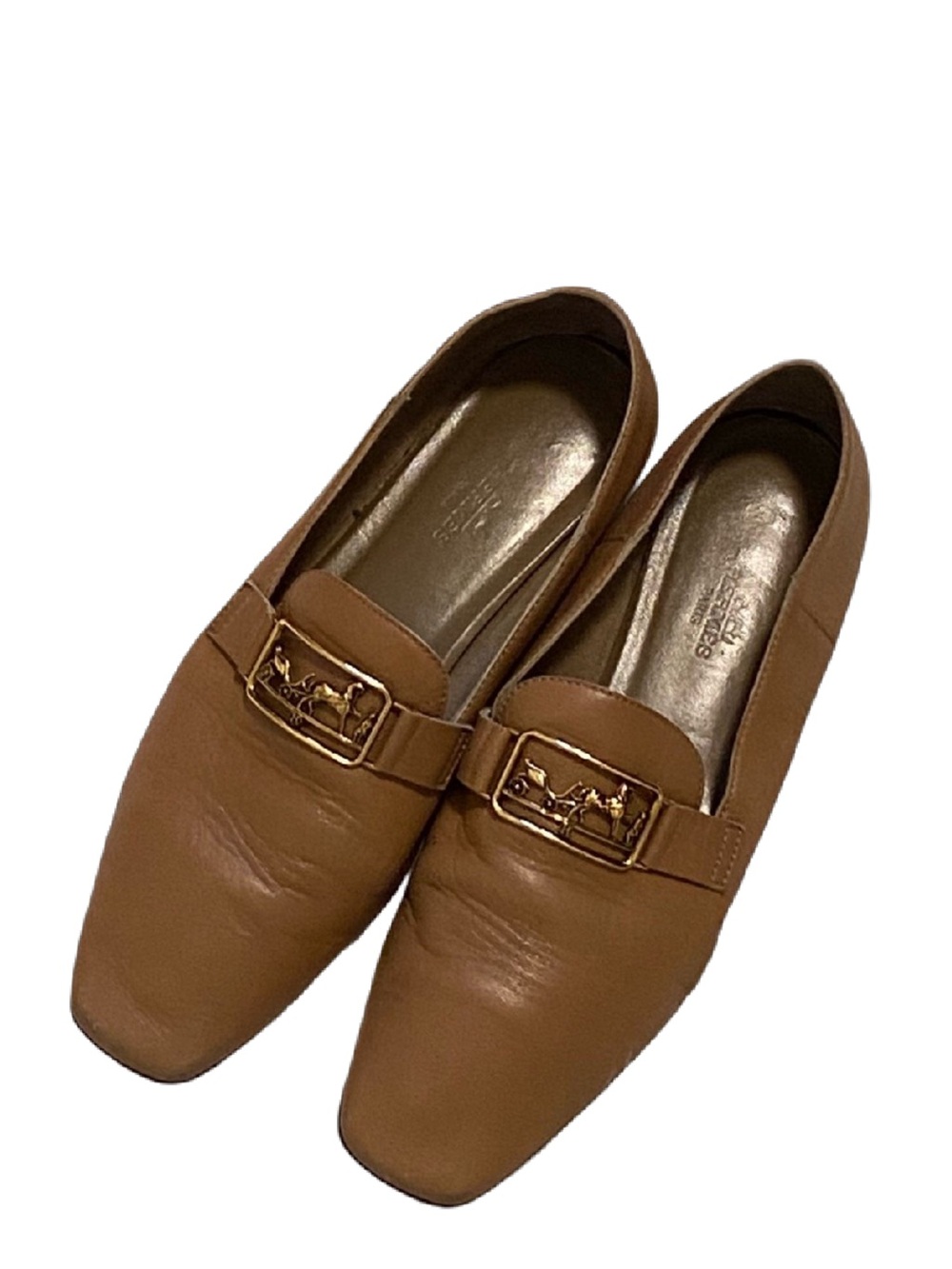 Hermes Tan Leather Horsebit Loafers